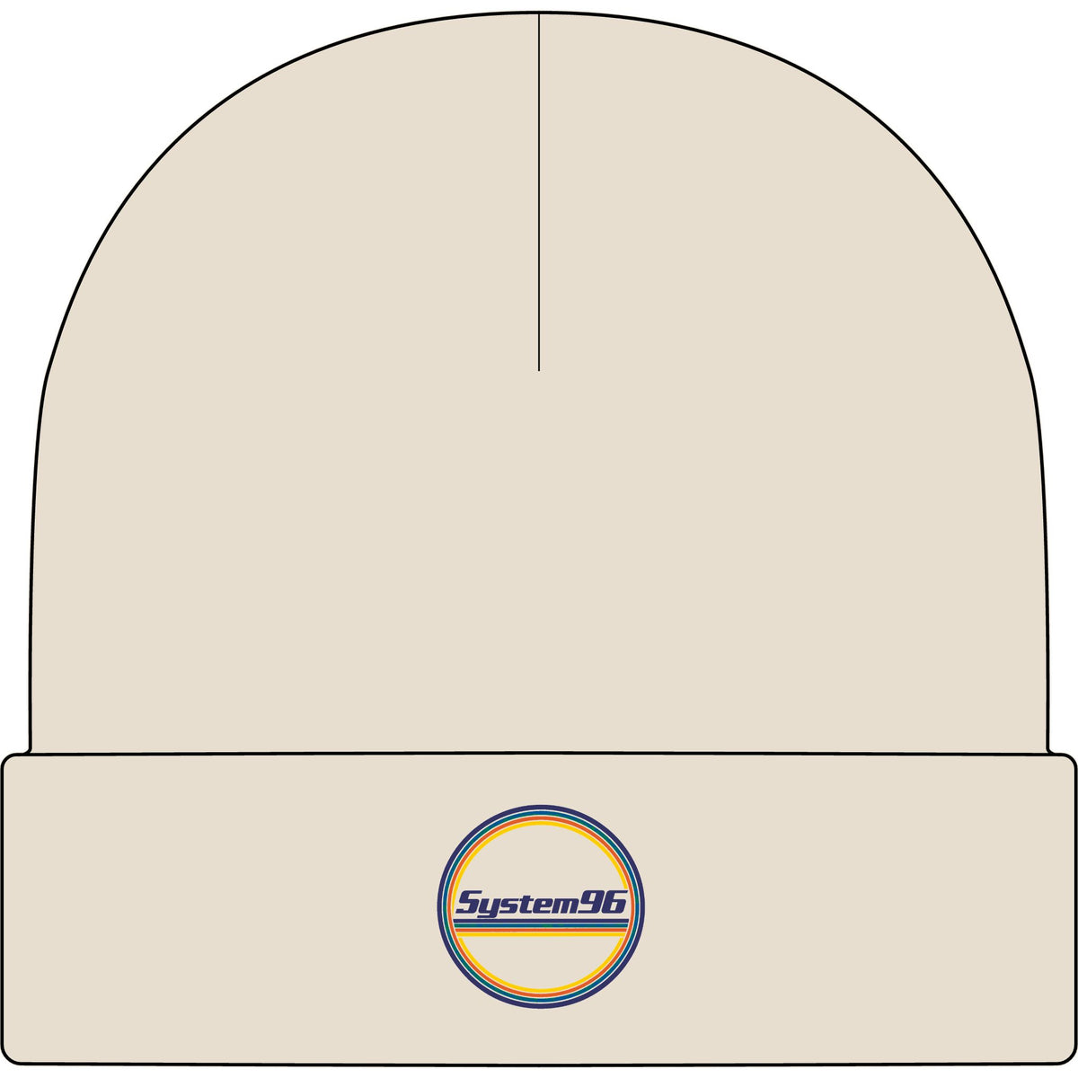 System96 Logo Cuff Beanie — Retro Tech Embroidered Winter Hat