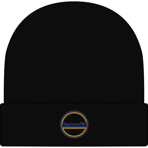 System96 Logo Cuff Beanie — Retro Tech Embroidered Winter Hat